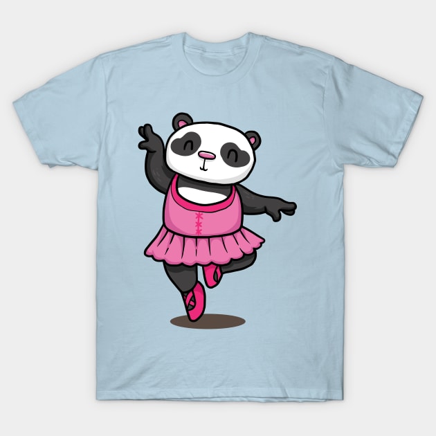 Ballerina Panda Dancer with pink ballett dress T-Shirt by Littlelimehead